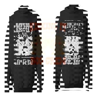 Spooky Halloween Soccer Kicking It With My Boo Crew Sweatshirt - Thegiftio