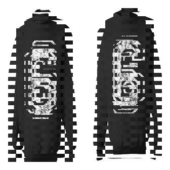 Sports Jersey Grunge Number 6 Fan Team Player Birthday Sweatshirt Unisex | Mazezy