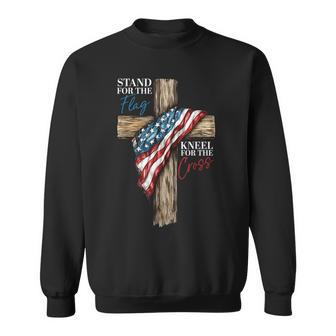 Stand For The Flag Kneel For The Cross Patriotic Faith Sweatshirt - Thegiftio UK