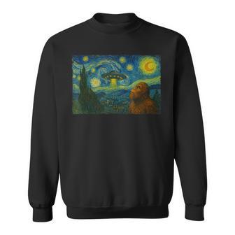 Starry Night Ufo Bigfoot Sci-Fi Van Gogh Painting Sweatshirt - Thegiftio UK