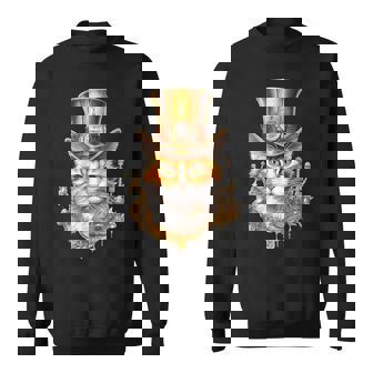 Steampunk Katze Mit Zylinderhutteampunk Katze Sweatshirt - Seseable