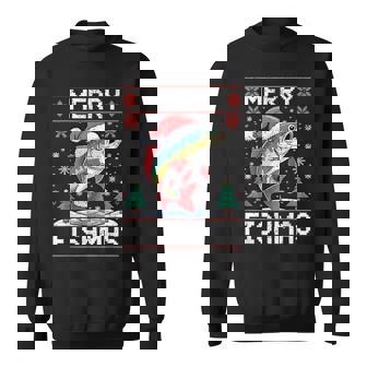 Suéter Navideño Feo De Merry Fishmas Para Amantes De La Pesca Divertido Camisa de entrenamiento - Regaloses