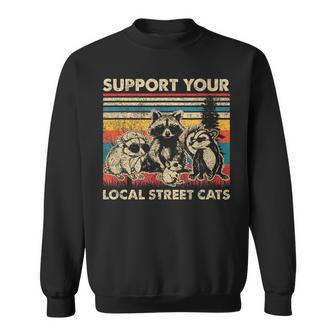 Support Local Street Cats Team Trash Opossum Raccoon Rat Sweatshirt - Thegiftio UK