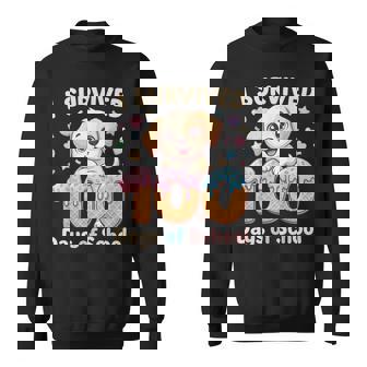 I Survived 100 Days Of School Punny Dog Ice Cream Drip Sweatshirt | Mazezy