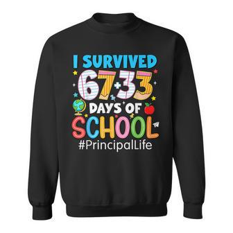 I Survived 6733 100Th Day Of School Principal Life Sweatshirt - Thegiftio UK