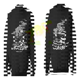 T-Rex Playing Soccer Football Dinosaur Soccer Player Sweatshirt | Mazezy