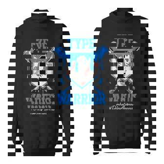 T1d Warrior Baseball Drip Diabetes Awareness Blue Ribbon Sweatshirt | Mazezy