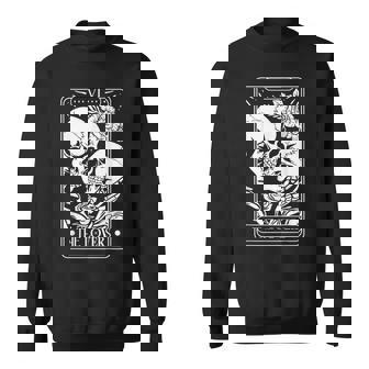 Tarot Card The Lovers Vintage Skeleton Goth Halloween Witch Sweatshirt - Thegiftio