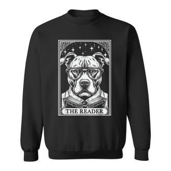 Tarot Card Vintage Pit Bull Pittie Dog Book Lover The Reader Sweatshirt - Thegiftio UK