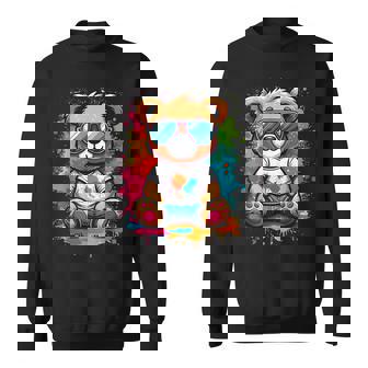 Teddy Bear Colorful With Sunglasses Teddy Bear Sweatshirt | Mazezy