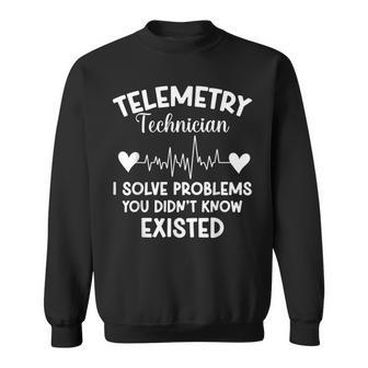 Telemetry Technician Heartbeat I Solve Problems Cardiac Tech Sweatshirt - Thegiftio UK