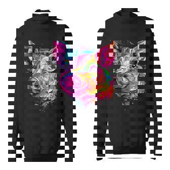 Tête De Cochon Colorée Arc-En-Ciel Sweater e - Cadeauxyz