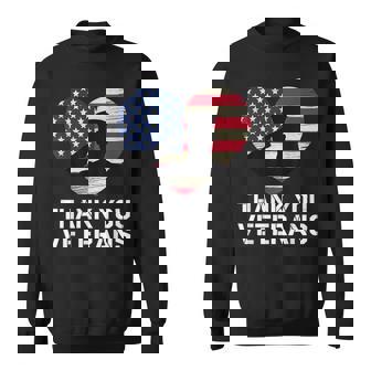 Thank You Veterans Day American Flag Heart Patriotic Hero Sweatshirt | Mazezy