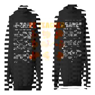 Thanksgiving PE Teacher Turkey Playing Football Baseball Sweatshirt Unisex | Mazezy