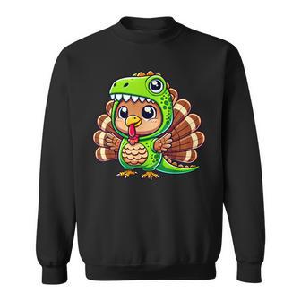 Thanksgiving Turkey In T-Rex Costume Dinosaur Disguise Sweatshirt - Thegiftio UK