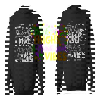 Thick Thighs Mardi Gras Vibes Fleur De Lis Mardi Gras Vibes Sweatshirt - Thegiftio