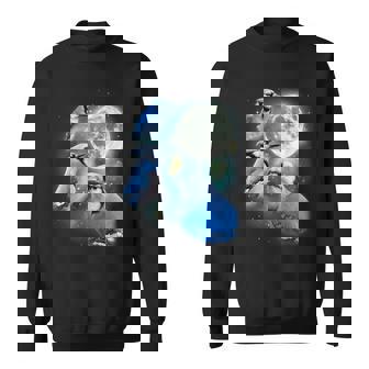 Three Blue Jay Moon Avian Wildlife Birdwatching Bird Lover Sweatshirt | Mazezy