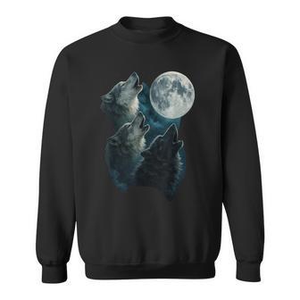 Three Wolves Howling At The Moon 3 Wolf Moon Sweatshirt - Thegiftio
