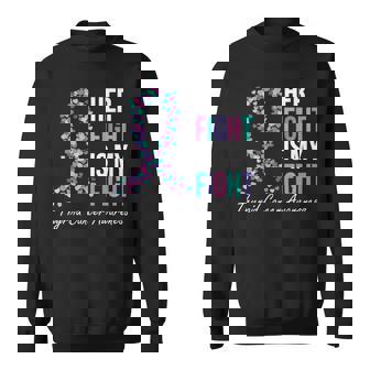 Thyroid Cancer Awareness Ribbon Her Fight Is My Fight Family Sweatshirt - Thegiftio