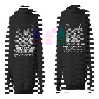 Thyroid Cancer Awareness Ribbon Gnomes Support Squad Family Sweatshirt - Thegiftio