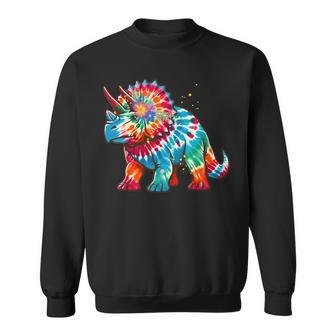 Tie Dye Color Triceratops Tie Dyed Dinosaur Prehistoric Dino Sweatshirt - Thegiftio UK