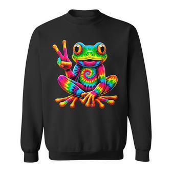 Tie-Dye Frog Peace Sign Hippie Sweatshirt - Thegiftio UK