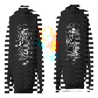 Tiger Face Wild Animal Tiger Sweatshirt - Thegiftio