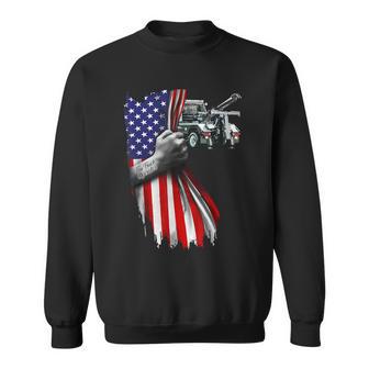 Tow Truck Operator Work American Flag For Tow Truck Driver Sweatshirt - Thegiftio UK