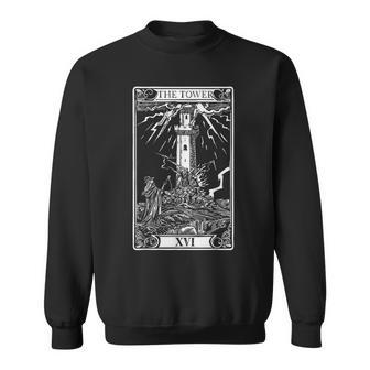 The Tower Tarot Card Vintage Occult Sweatshirt - Thegiftio