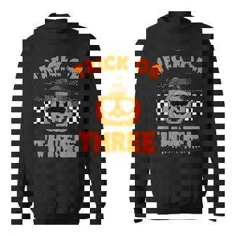 Trick Or Three Pumpkin Halloween 3Rd Birthday Boy 3 Years Sweatshirt - Monsterry