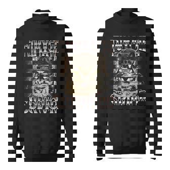 Tummy Ache Survivor Cat Meme Saying Cats Animals Sweatshirt | Seseable FR