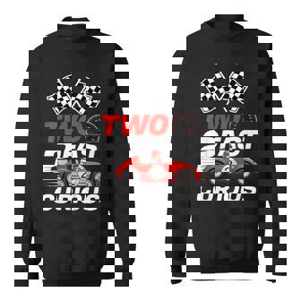 Two Fast 2 Curious 2nd Birthday Kid Two Years Old Car Racing Sweatshirt Unisex | Mazezy