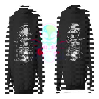 Ufo Alien Playing Drum Set Percussionist Drummer Graphic Men Sweatshirt - Thegiftio
