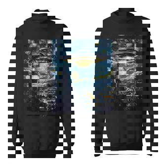 Ufo Aliens Flying Saucer Van Gogh Style Starry Night Sweatshirt | Mazezy