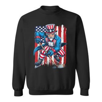Uncle Sam Hockey Player 4Th Of July American Flag Sweatshirt - Thegiftio UK