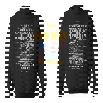 USS Midway CV 41 Aircraft Carrier Flag Underestimate Old Man Sweatshirt Unisex | Mazezy