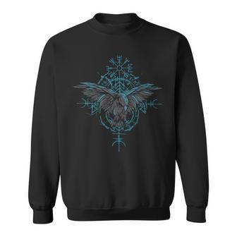 Valhalla Cuervo Cuervos Runas De Odín Brújula Nórdica In Mangas Camisa de entrenamiento - Regaloses