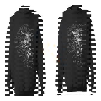 Valhalla Wolf Wolves Odin's Runes Nordic Compass Viking Sweatshirt - Monsterry