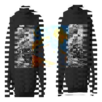 Van Gogh Big Boy 4014 Steam Engine Locomotive Train Railroad Sweatshirt - Monsterry