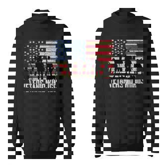 Veterans No Kings Vintage America Flag Veterans Sweatshirt | Mazezy