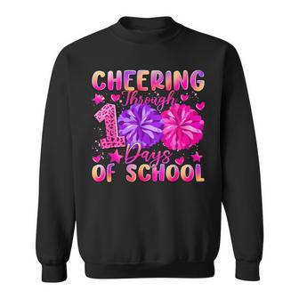 Vintage Cheering Through 100 Days Of School Cheerleader Sweatshirt - Thegiftio UK