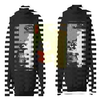 Vintage Japanese Cat Book Lovers Ufo Alien Abduction Cat Dad Sweatshirt | Seseable FR