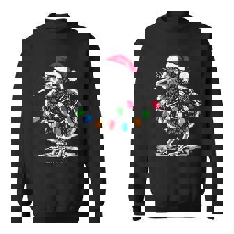 Vintage Kiwi Bird Santa Hat Christmas Light Birding Animal Sweatshirt | Mazezy