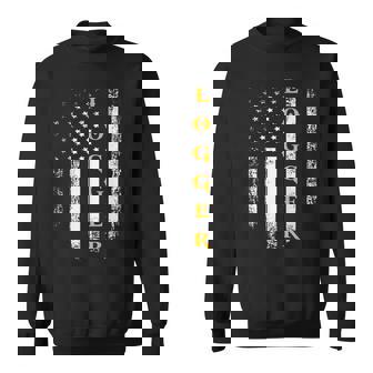 Vintage Logger With American Flag LoggingCarpenter Sweatshirt | Mazezy