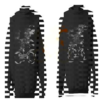 Vintage Long Haired Dachshund Riding A Bike Cycling Bicycle Sweatshirt | Mazezy