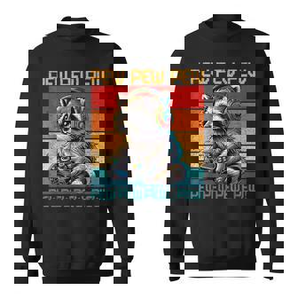 Vintage Pew Raccoon Gamer Video Games Raccoon Lovers Gaming Sweatshirt | Mazezy