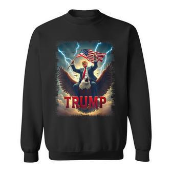 Vintage President Trump Riding An Eagle Patriotic Political Sweatshirt - Monsterry