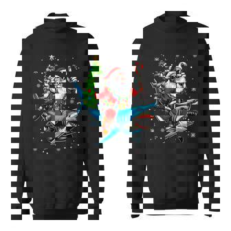 Vintage Santa Rock On Ride Shark Christmas Tree Xmas Boy Sweatshirt - Thegiftio