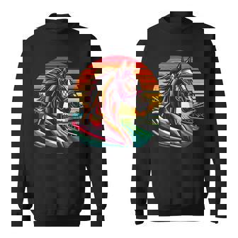 Vintage Sunset Horse Horseback Equestrianism Horse Riding Sweatshirt Unisex | Mazezy