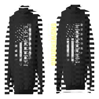 Vintage USA American Flag Snowshoeing Snowshoe Hiking Sweatshirt Unisex | Mazezy